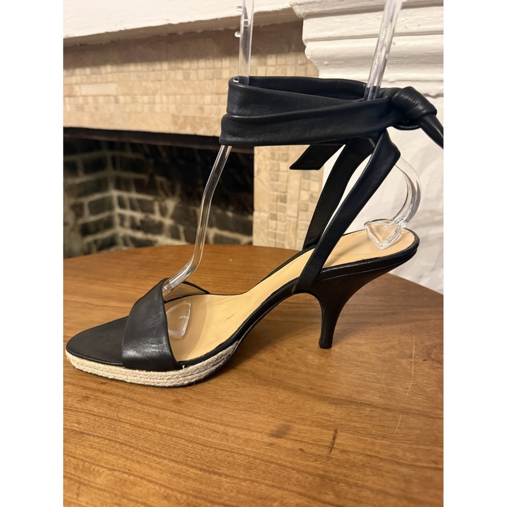 Bally Black Leather Ankle Tie Espadrille Stiletto Sandals EU 39 US 8.5 - Picture 12 of 16